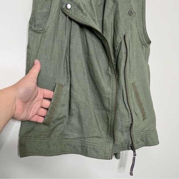 Michael Stars Linen Women's Sleeveless Moto Vest in Green Size XS - Picture 8 of 13